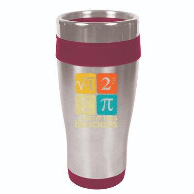 I Ate Some Pie and It Was Delicious Funny PI Day Math Pun   16oz Travel Tumbler