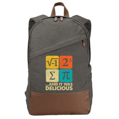 I Ate Some Pie and It Was Delicious Funny PI Day Math Pun   Cotton Canvas Backpack