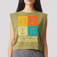I Ate Some Pie and It Was Delicious Funny PI Day Math Pun   Garment-Dyed Women's Muscle Tee