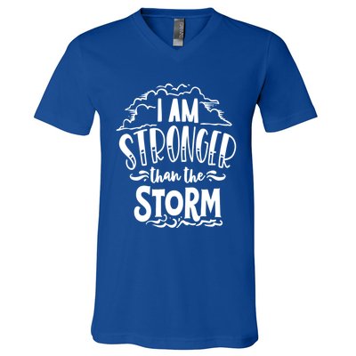 I Am Stronger Than The Storm God Motivation Faith Gift V-Neck T-Shirt