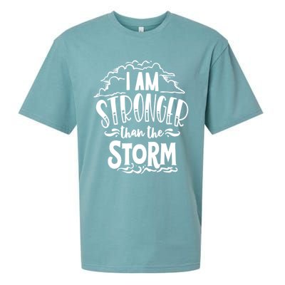 I Am Stronger Than The Storm God Motivation Faith Gift Sueded Cloud Jersey T-Shirt