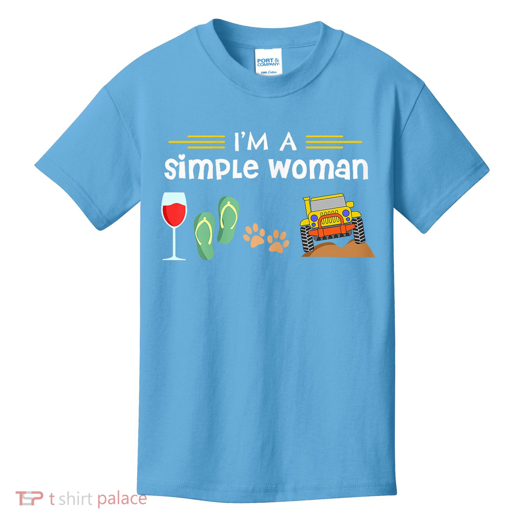 I'M A Simple Woman Wines Flip Flops Dogs 4x4 Lovers Kids T-Shirt