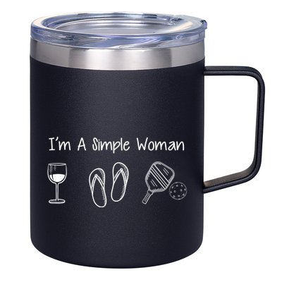 I'M A SIMPLE WOMAN Pickleball 12oz Stainless Steel Coffee Mug
