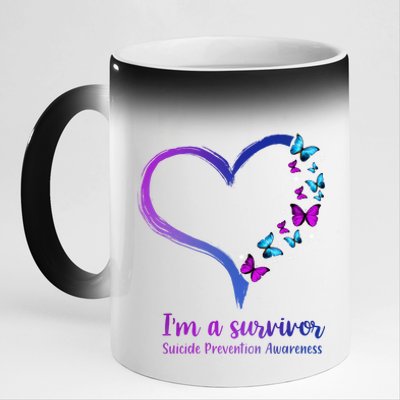 I'm A Survivor Suicide Prevention Awareness 11oz Black Color Changing Mug