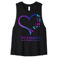 I'm A Survivor Suicide Prevention Awareness Women's Racerback Cropped Tank