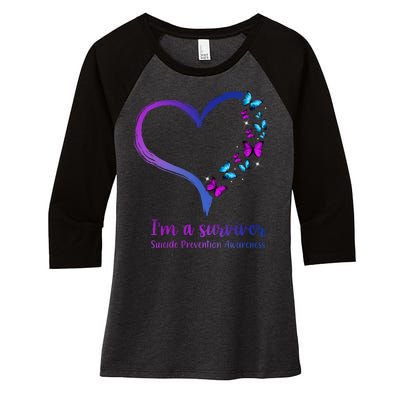 I'm A Survivor Suicide Prevention Awareness Women's Tri-Blend 3/4-Sleeve Raglan Shirt