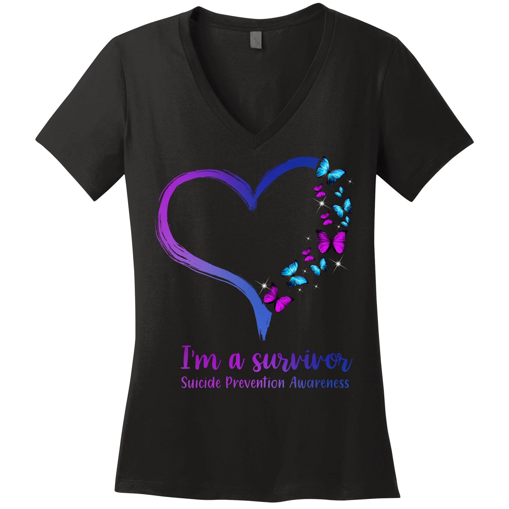 I'm A Survivor Suicide Prevention Awareness Women's V-Neck T-Shirt
