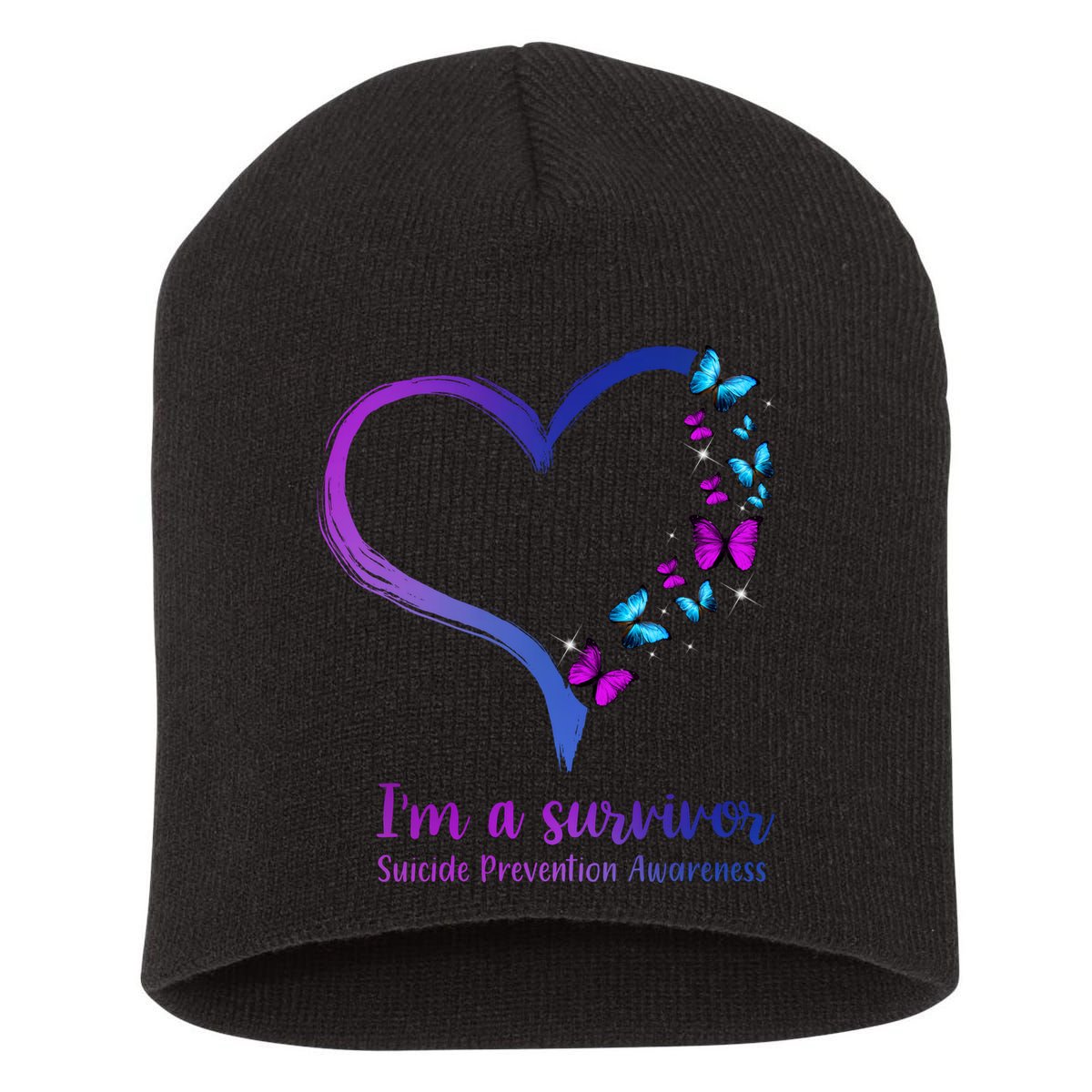I'm A Survivor Suicide Prevention Awareness Short Acrylic Beanie