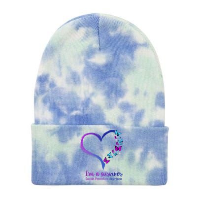 I'm A Survivor Suicide Prevention Awareness Tie Dye 12in Knit Beanie