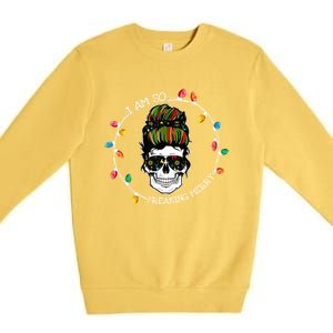 I Am So Freaking Merry Skull Light Christmas Xmas Messy Bun Gift Premium Crewneck Sweatshirt