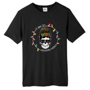 I Am So Freaking Merry Skull Light Christmas Xmas Messy Bun Gift Tall Fusion ChromaSoft Performance T-Shirt