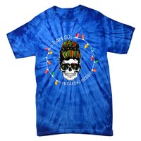 I Am So Freaking Merry Skull Light Christmas Xmas Messy Bun Gift Tie-Dye T-Shirt