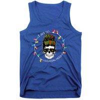 I Am So Freaking Merry Skull Light Christmas Xmas Messy Bun Gift Tank Top