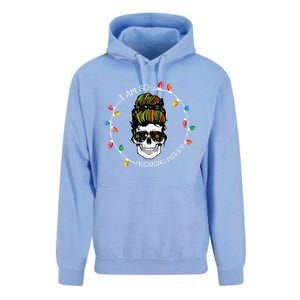 I Am So Freaking Merry Skull Light Christmas Xmas Messy Bun Gift Unisex Surf Hoodie