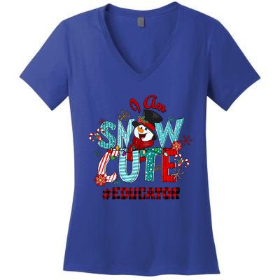 I Am Snow Cute Christmas Snow Funny Educator Funny Gift Women's V-Neck T-Shirt