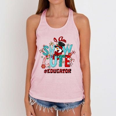 I Am Snow Cute Christmas Snow Funny Educator Funny Gift Women's Knotted Racerback Tank