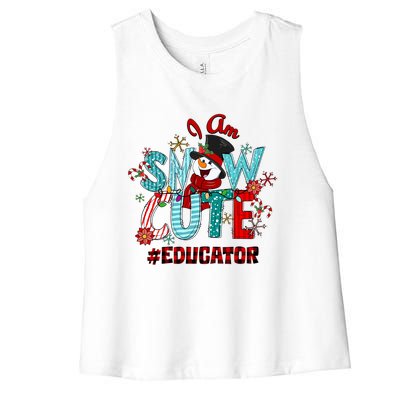 I Am Snow Cute Christmas Snow Funny Educator Funny Gift Women's Racerback Cropped Tank