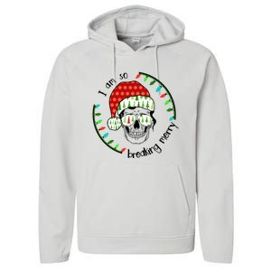 I Am So Freaking Merry Christmas Lights Skull With Santa Hat Gift Performance Fleece Hoodie