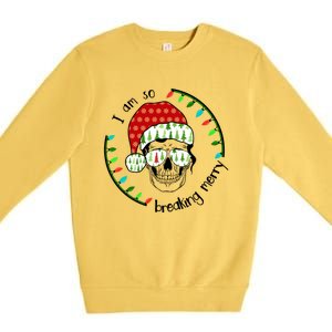 I Am So Freaking Merry Christmas Lights Skull With Santa Hat Gift Premium Crewneck Sweatshirt