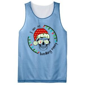 I Am So Freaking Merry Christmas Lights Skull With Santa Hat Gift Mesh Reversible Basketball Jersey Tank