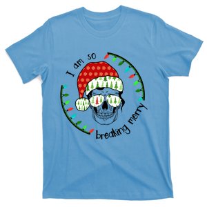 I Am So Freaking Merry Christmas Lights Skull With Santa Hat Gift T-Shirt