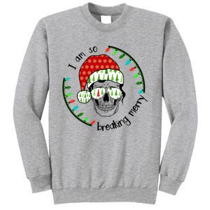 I Am So Freaking Merry Christmas Lights Skull With Santa Hat Gift Sweatshirt