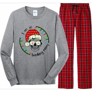 I Am So Freaking Merry Christmas Lights Skull With Santa Hat Gift Long Sleeve Pajama Set