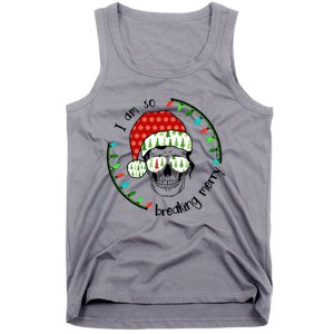 I Am So Freaking Merry Christmas Lights Skull With Santa Hat Gift Tank Top