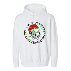 I Am So Freaking Merry Christmas Lights Skull With Santa Hat Gift Garment-Dyed Fleece Hoodie