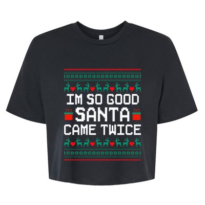 I Am So Good Santa Came Twice Couples Christmas Matching  Bella+Canvas Jersey Crop Tee