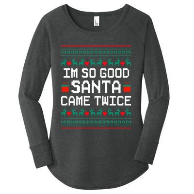 I Am So Good Santa Came Twice Couples Christmas Matching  Women's Perfect Tri Tunic Long Sleeve Shirt