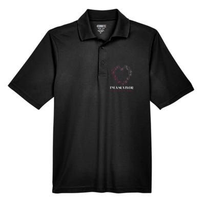 I'm A Survivor Breast Cancer Awareness Pink Butterfly Heart Men's Origin Performance Pique Polo