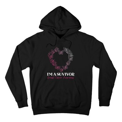 I'm A Survivor Breast Cancer Awareness Pink Butterfly Heart Hoodie