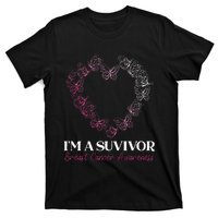 I'm A Survivor Breast Cancer Awareness Pink Butterfly Heart T-Shirt