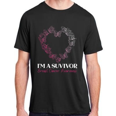 I'm A Survivor Breast Cancer Awareness Pink Butterfly Heart Adult ChromaSoft Performance T-Shirt