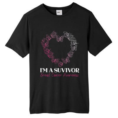 I'm A Survivor Breast Cancer Awareness Pink Butterfly Heart Tall Fusion ChromaSoft Performance T-Shirt