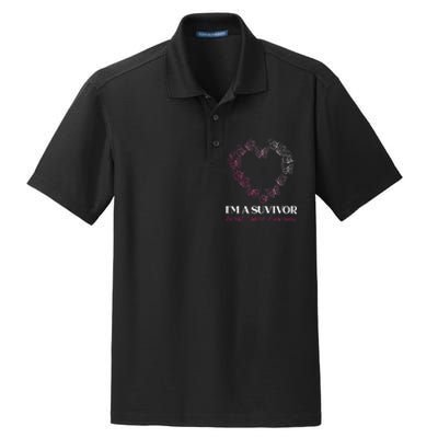 I'm A Survivor Breast Cancer Awareness Pink Butterfly Heart Dry Zone Grid Polo