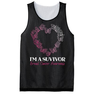 I'm A Survivor Breast Cancer Awareness Pink Butterfly Heart Mesh Reversible Basketball Jersey Tank