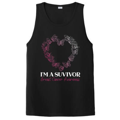 I'm A Survivor Breast Cancer Awareness Pink Butterfly Heart PosiCharge Competitor Tank