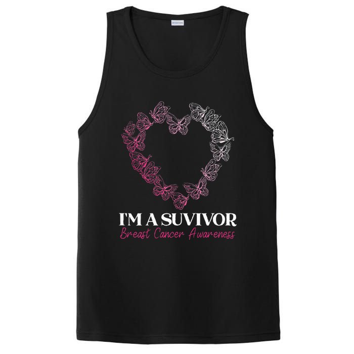 I'm A Survivor Breast Cancer Awareness Pink Butterfly Heart PosiCharge Competitor Tank