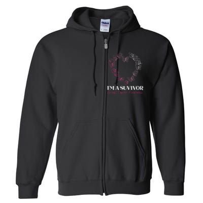 I'm A Survivor Breast Cancer Awareness Pink Butterfly Heart Full Zip Hoodie