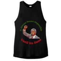 It Always Seems Impossible Until Its Done Nelson Mandela Day Ladies PosiCharge Tri-Blend Wicking Tank