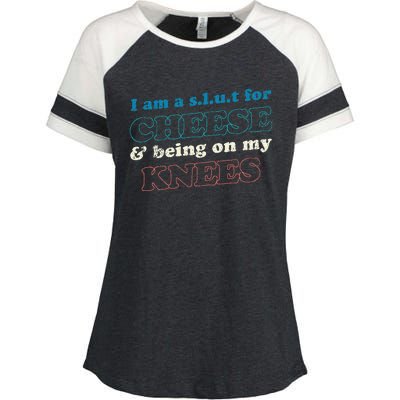 IM A S.L.U.T For Cheese & Being On My Knees Cheese Lover Enza Ladies Jersey Colorblock Tee