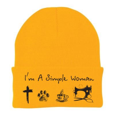 Im A Simple Woman Jesus Dog Coffee Sewing Knit Cap Winter Beanie