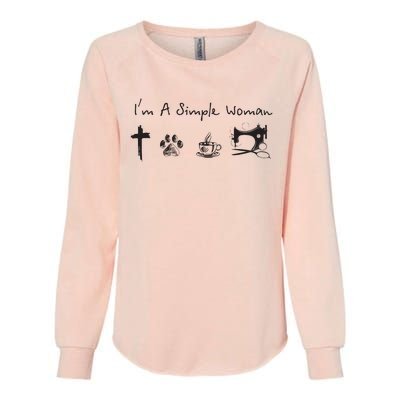 Im A Simple Woman Jesus Dog Coffee Sewing Womens California Wash Sweatshirt