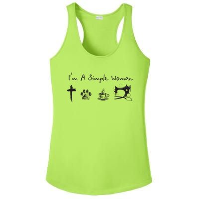 Im A Simple Woman Jesus Dog Coffee Sewing Ladies PosiCharge Competitor Racerback Tank