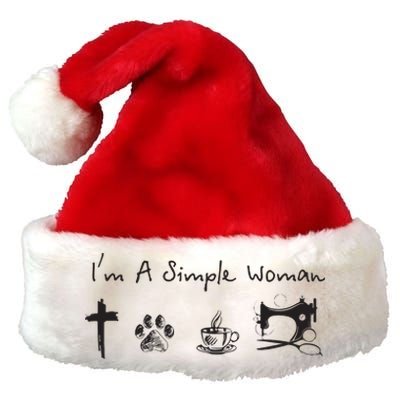 Im A Simple Woman Jesus Dog Coffee Sewing Premium Christmas Santa Hat