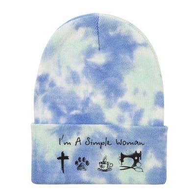 Im A Simple Woman Jesus Dog Coffee Sewing Tie Dye 12in Knit Beanie