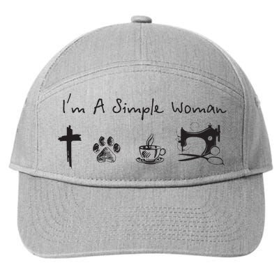 Im A Simple Woman Jesus Dog Coffee Sewing 7-Panel Snapback Hat