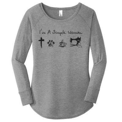 Im A Simple Woman Jesus Dog Coffee Sewing Women's Perfect Tri Tunic Long Sleeve Shirt